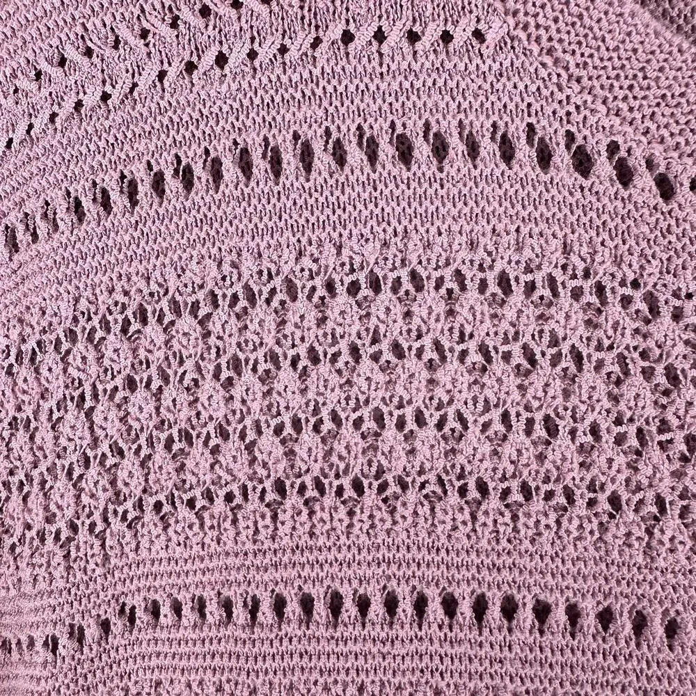J Jill Sweater Women Large Pink Open Knit Lightweight Cotton Blend Coastal Beach